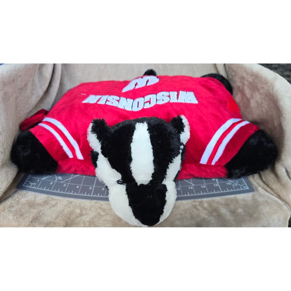 Pillow Pets Wisconsin Badgers Bucky Mascot Plush Folding Pillow Red White 20"